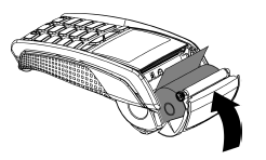 Illustration die das Einlegen einer neuen Papierrolle in das Ingenico Terminal zeigt